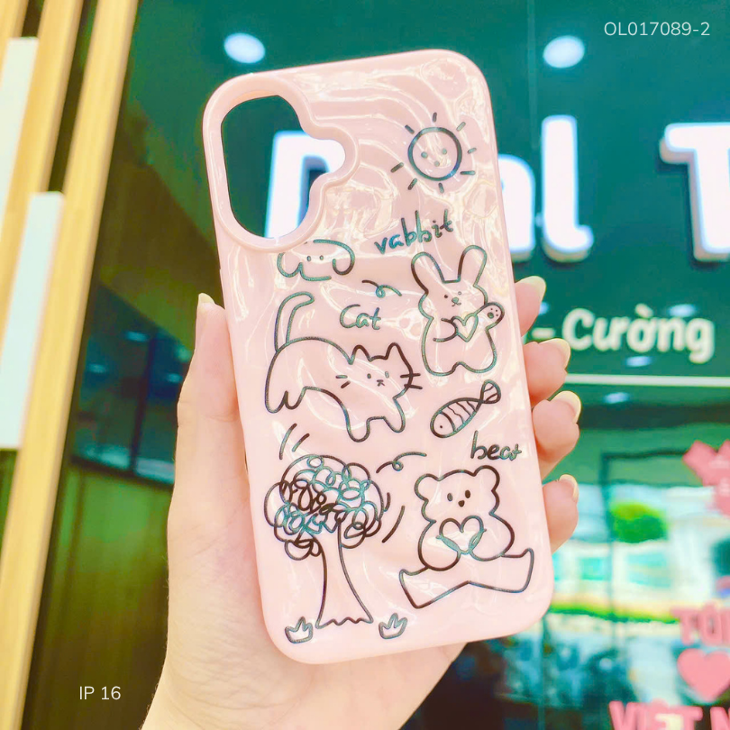 Ốp IP 16 6.1 dẻo gồ ghề nhiều hình rabbit - cat - bear