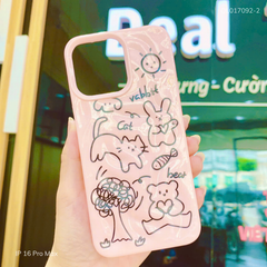 Ốp IP 16 Pro Max dẻo gồ ghề nhiều hình rabbit - cat - bear