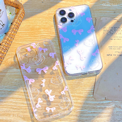 Ốp IP 15 Pro dẻo trong Kitty nơ hồng