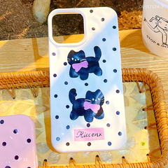 Ốp IP 11 6.1 dẻo gồ ghề chấm bi 2 mèo đen Riccenx