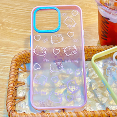 Ốp IP 13 Pro lưng mica Hello Kitty viền màu