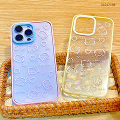 Ốp IP 13 Pro lưng mica Hello Kitty viền màu