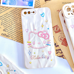 Ốp IP 7+/8+ dẻo vân giấy nhàu mặt Hello Kitty