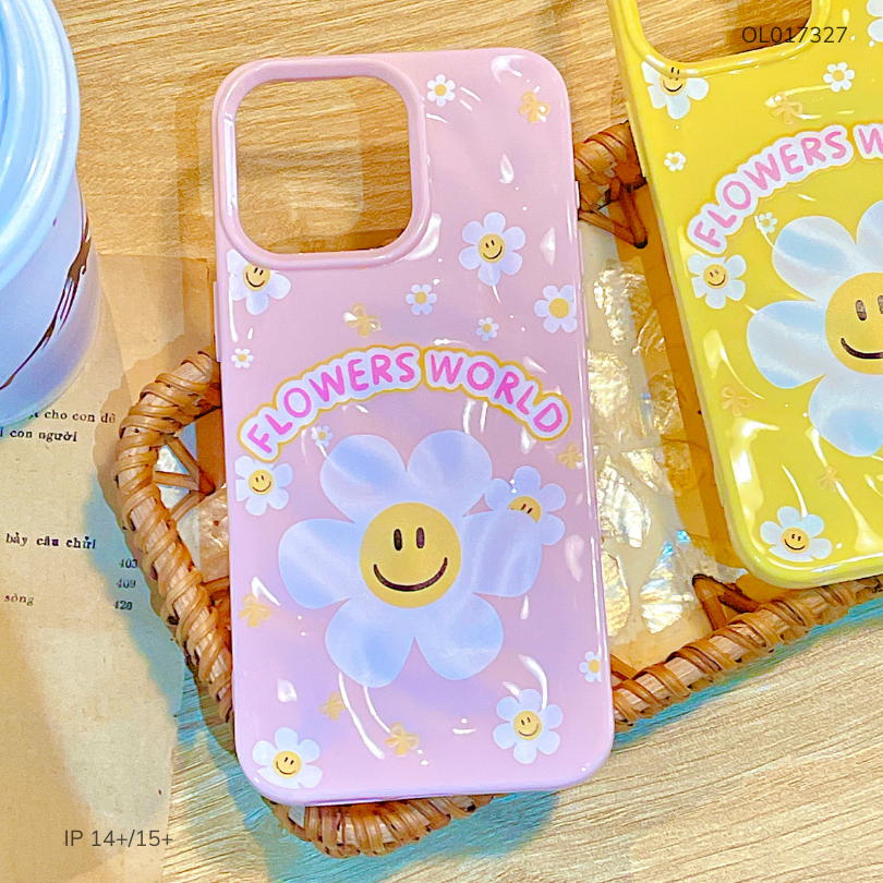 ** Ốp iPhone 14 Plus/15 Plus dẻo gồ ghề hoa mặt cười