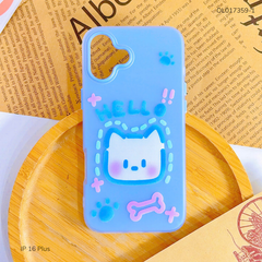 Ốp IP 16 Plus 2 lớp mặt thú nét đứt Hello/Meow