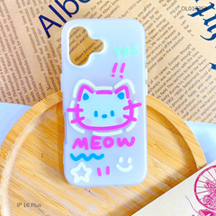 Ốp IP 16 Plus 2 lớp mặt thú nét đứt Hello/Meow
