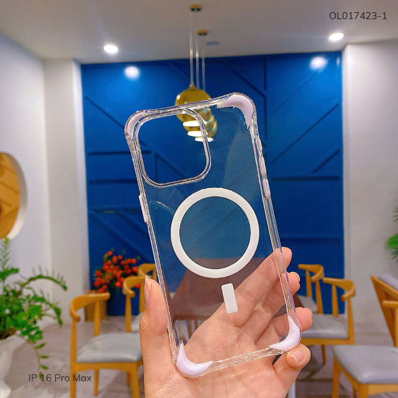 Ốp iPhone 16 Pro Max dẻo trong magsafe chống sốc màu