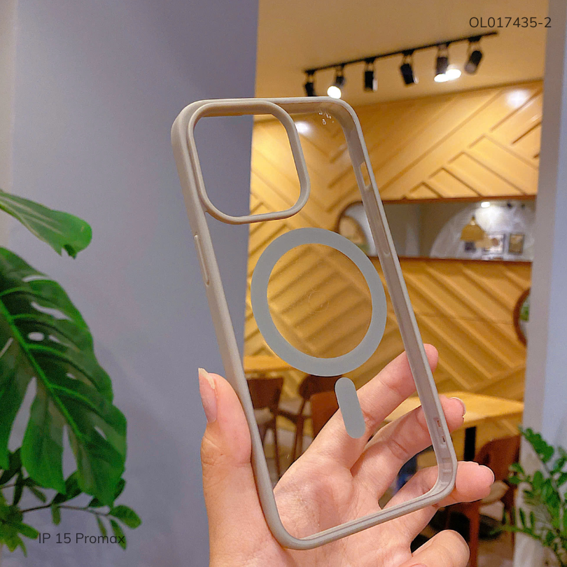 Ốp iPhone 15 Pro Max lưng cứng magsafe viền màu