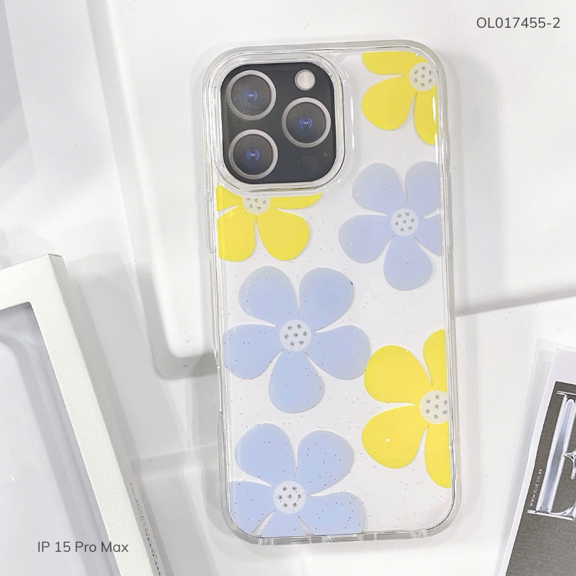 ** Ốp IP 15 Pro Max Dfans lưng hoa viền dẻo