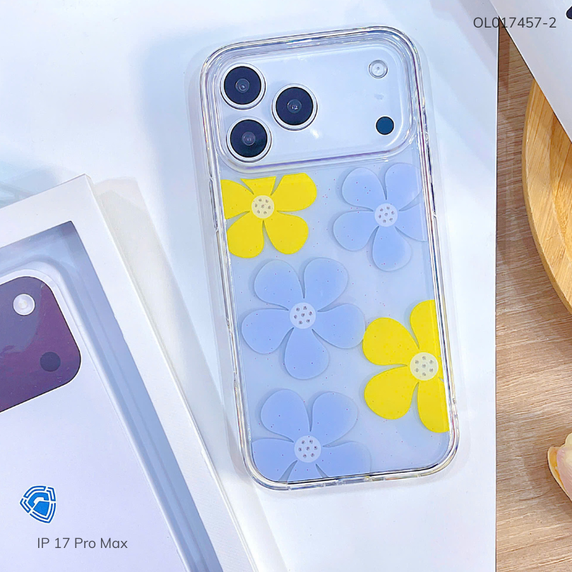 ** Ốp iPhone 17 Pro Max Dfans lưng hoa viền dẻo