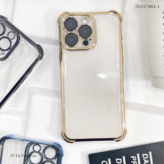 ** Ốp iPhone 16 Pro Max dẻo trong chống sốc viền màu bảo vệ camera