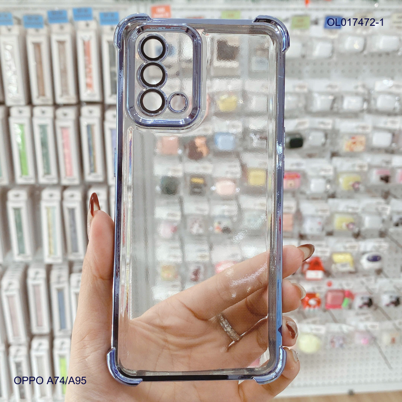** Ốp Oppo A74/A95 dẻo trong chống sốc viền màu bảo vệ camera