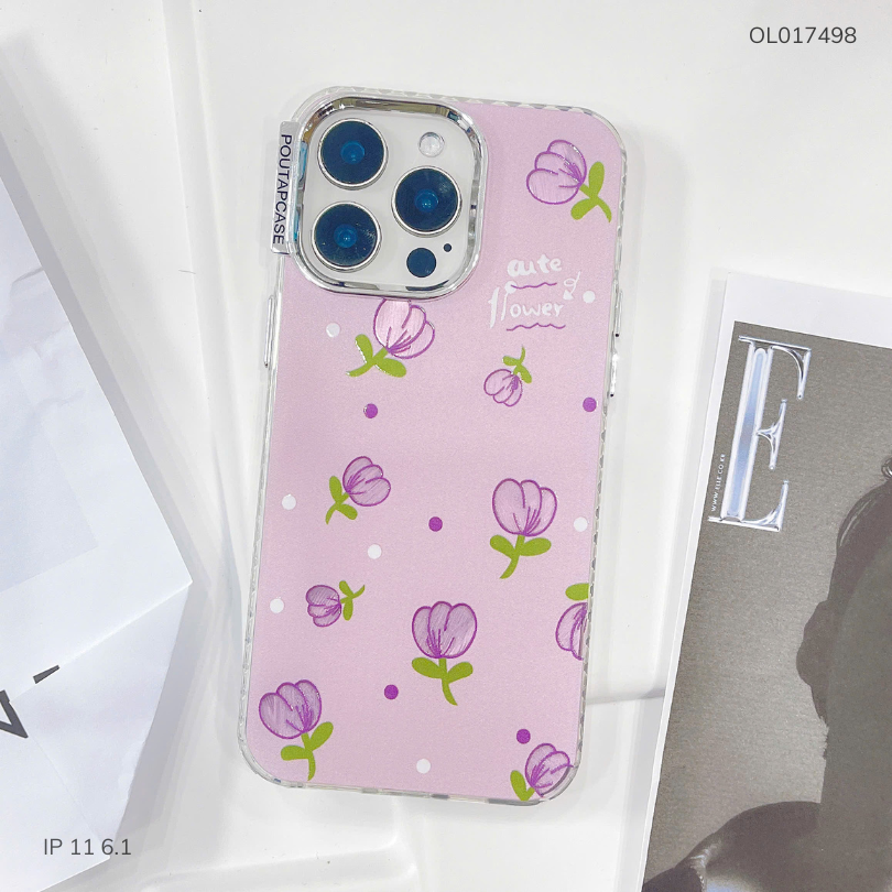 Ốp iPhone 11 6.1 lưng cứng viền dẻo nút bạc nhiều hình