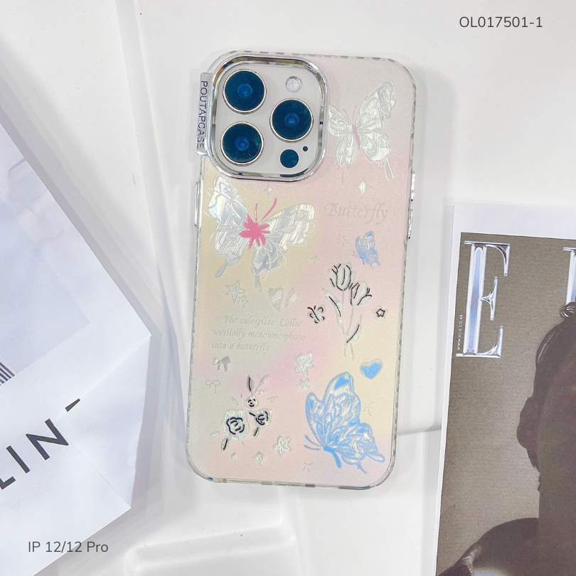 Ốp iPhone 12/12 Pro lưng cứng viền dẻo nút bạc nhiều hình