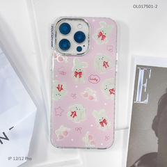 Ốp iPhone 12/12 Pro lưng cứng viền dẻo nút bạc nhiều hình
