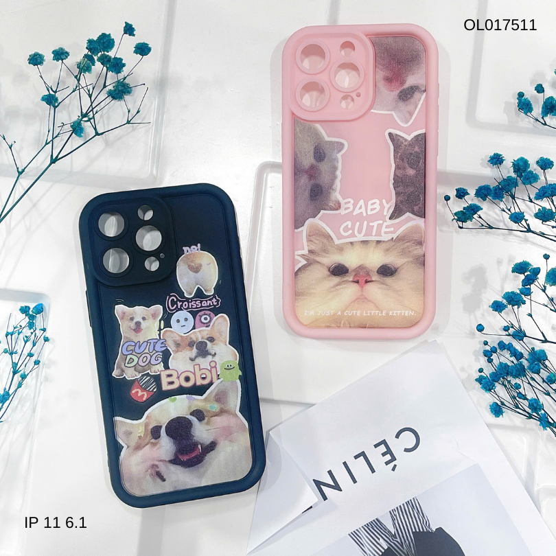 ** Ốp iPhone 11 6.1 dẻo đen camera viền cao cún Corgi Bobi