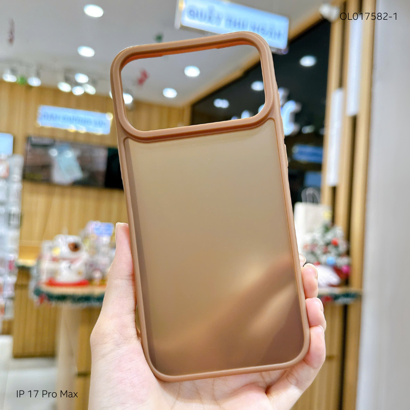Ốp iPhone 17 Pro Max/18 Pro Max lưng nhám viền màu camera trơn