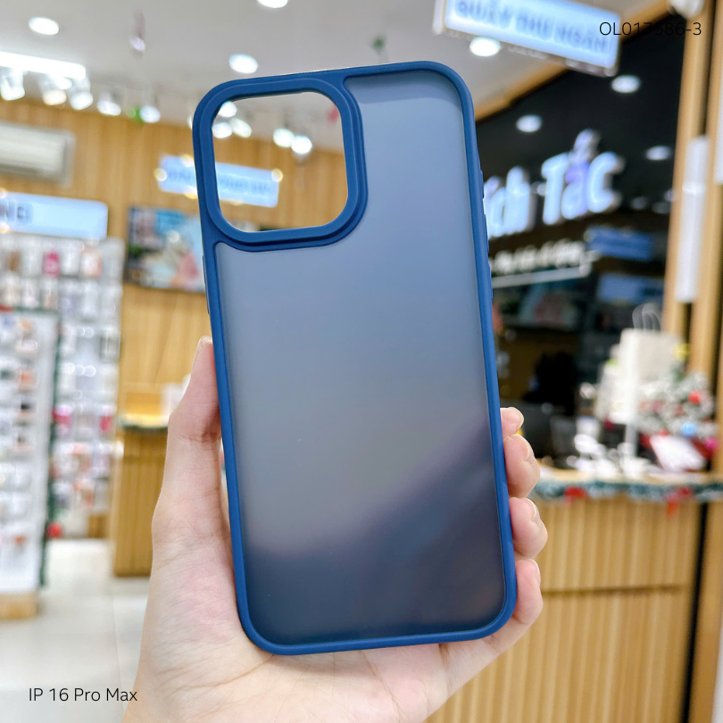 Ốp iPhone 16 Pro Max lưng nhám viền màu camera trơn