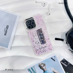 Ốp IP 14 6.1 lưng cứng hạt kim tuyến màu