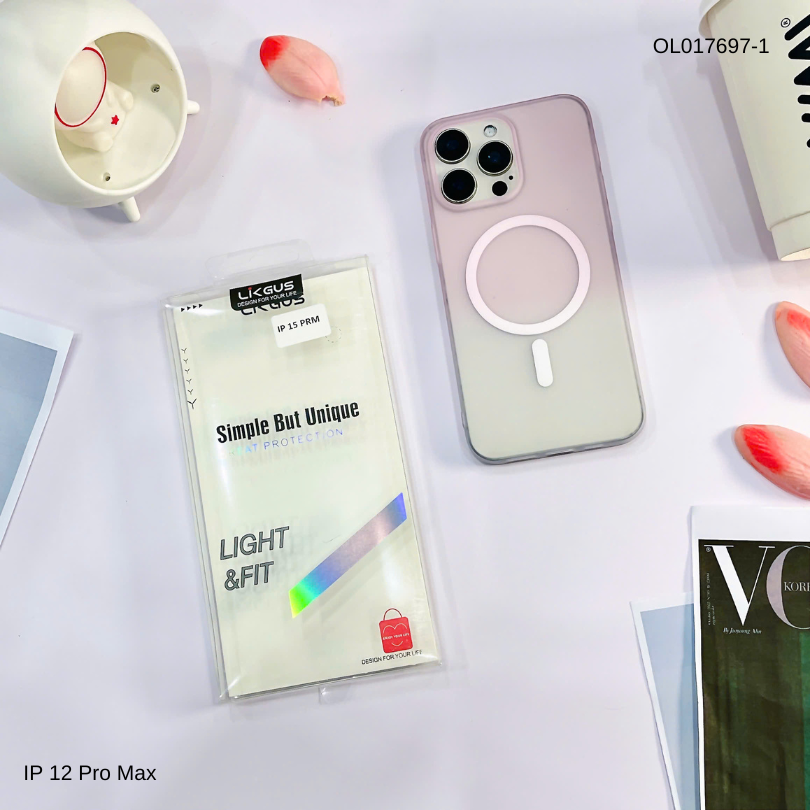 Ốp IP 12 Pro Max Likgus nhám magsafe loang màu viền cứng