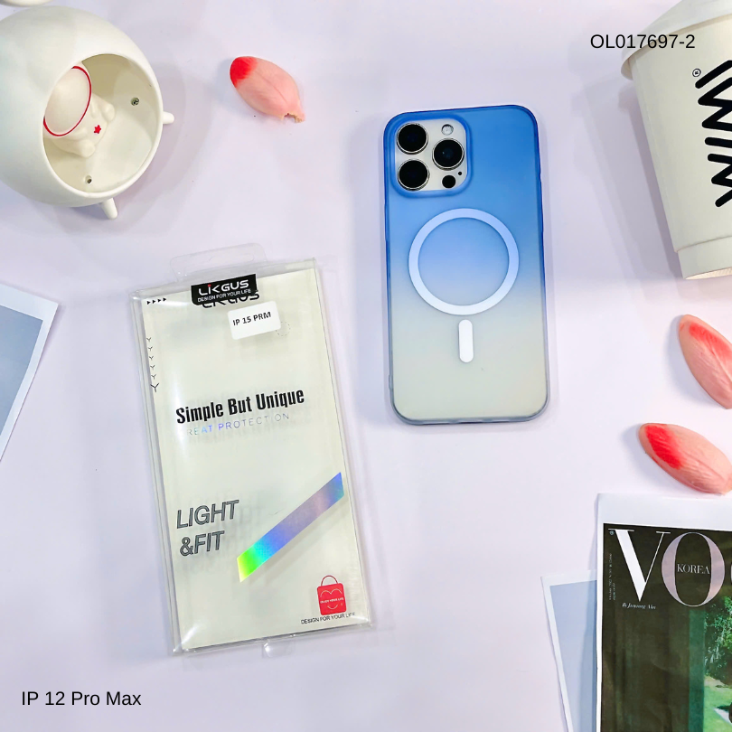 Ốp IP 12 Pro Max Likgus nhám magsafe loang màu viền cứng