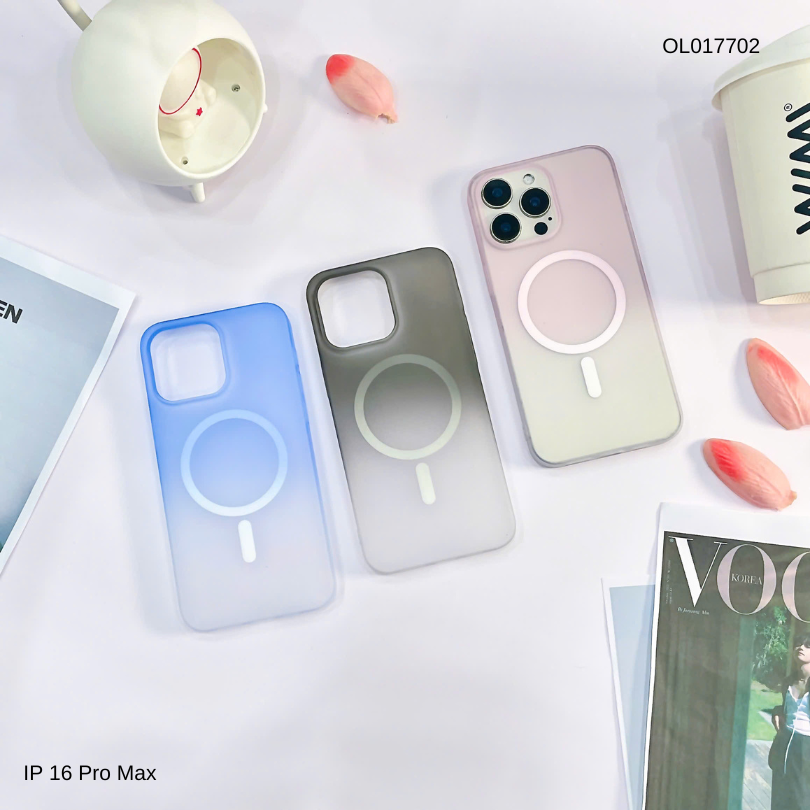 Ốp IP 16 Pro Max Likgus nhám magsafe loang màu viền cứng