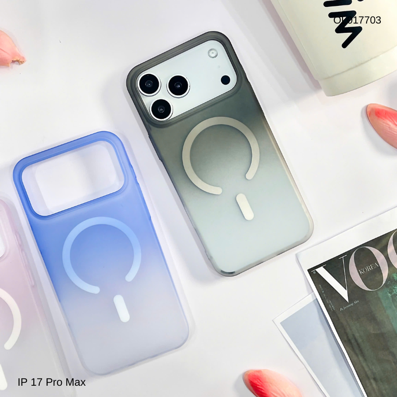 Ốp IP 17 Pro Max Likgus nhám magsafe loang màu viền cứng