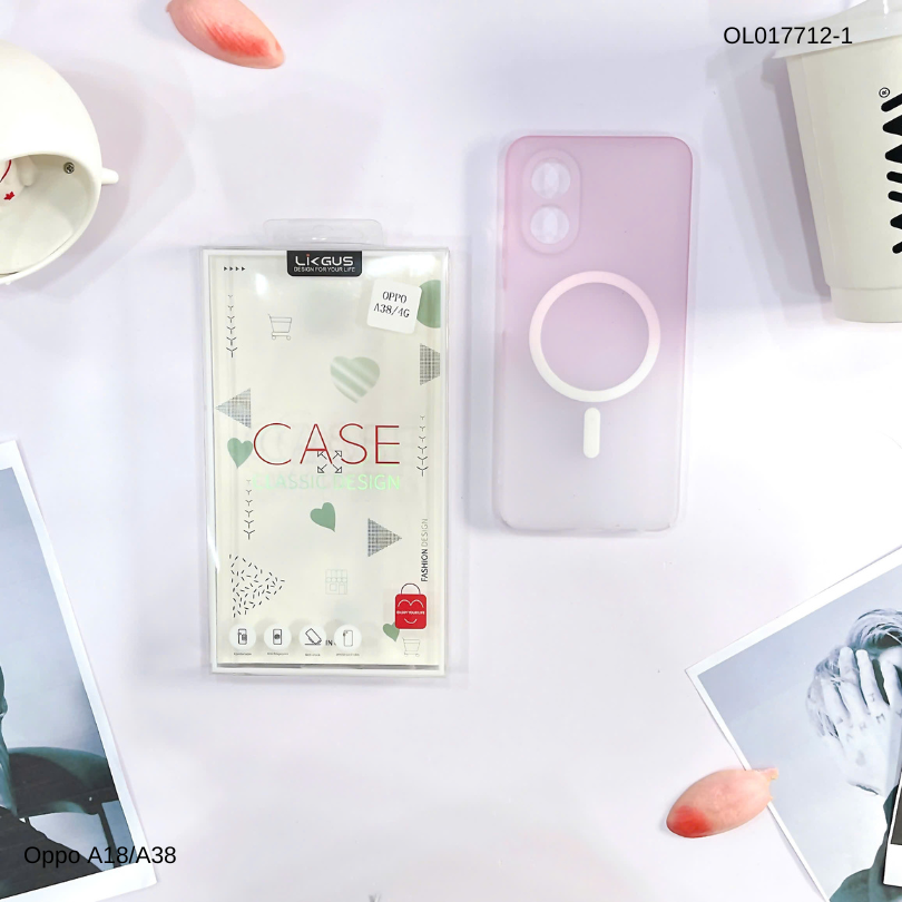 Ốp Oppo A18/A38 Likgus nhám magsafe loang màu viền cứng