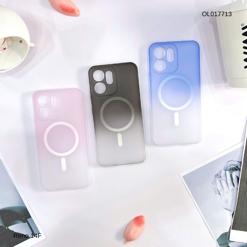 Ốp Reno 14F Likgus nhám magsafe loang màu viền cứng