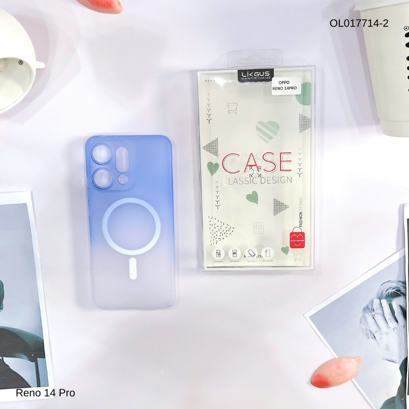 Ốp Reno 14 Pro Likgus nhám magsafe loang màu viền cứng