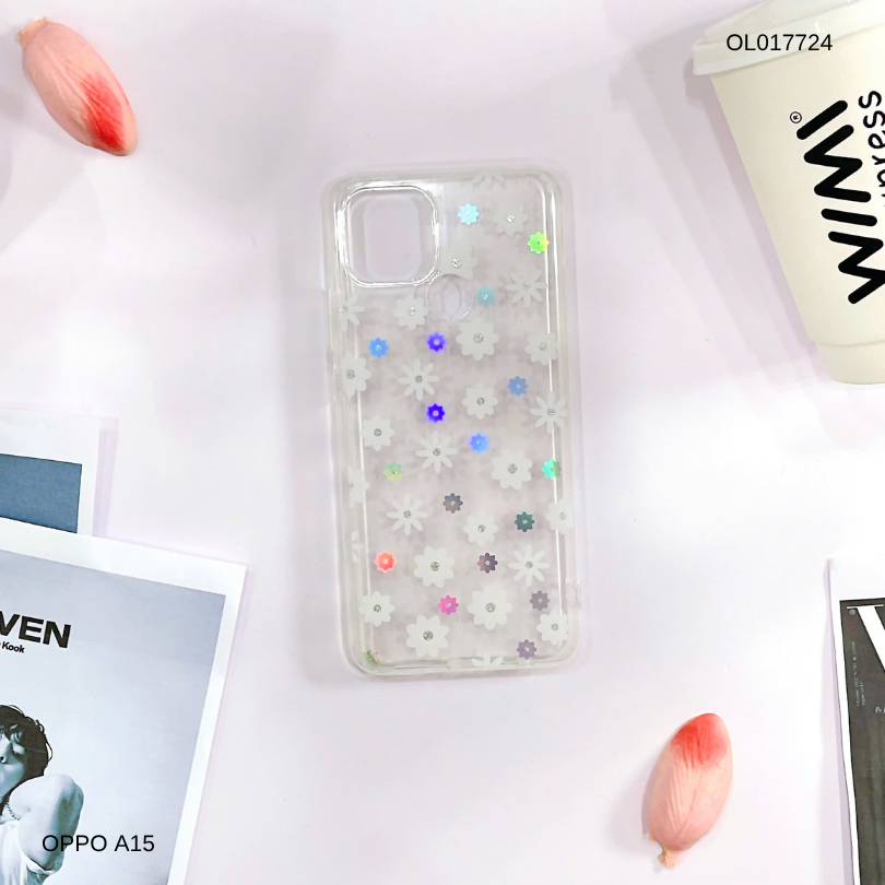 Ốp Oppo A15 lưng trong cứng nhiều hoa nhí nhiều màu