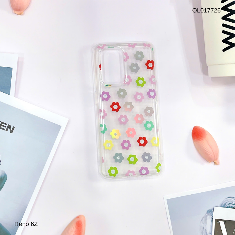 Ốp Reno 6Z lưng trong cứng nhiều hoa nhí nhiều màu