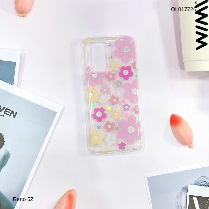 Ốp Reno 6Z lưng trong cứng nhiều hoa nhí nhiều màu