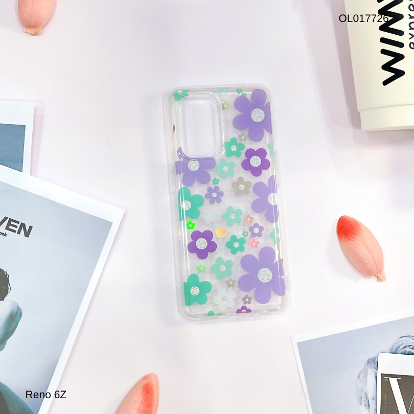 Ốp Reno 6Z lưng trong cứng nhiều hoa nhí nhiều màu