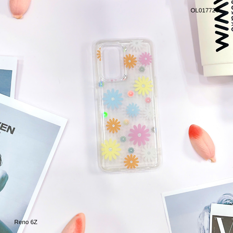 Ốp Reno 6Z lưng trong cứng nhiều hoa nhí nhiều màu