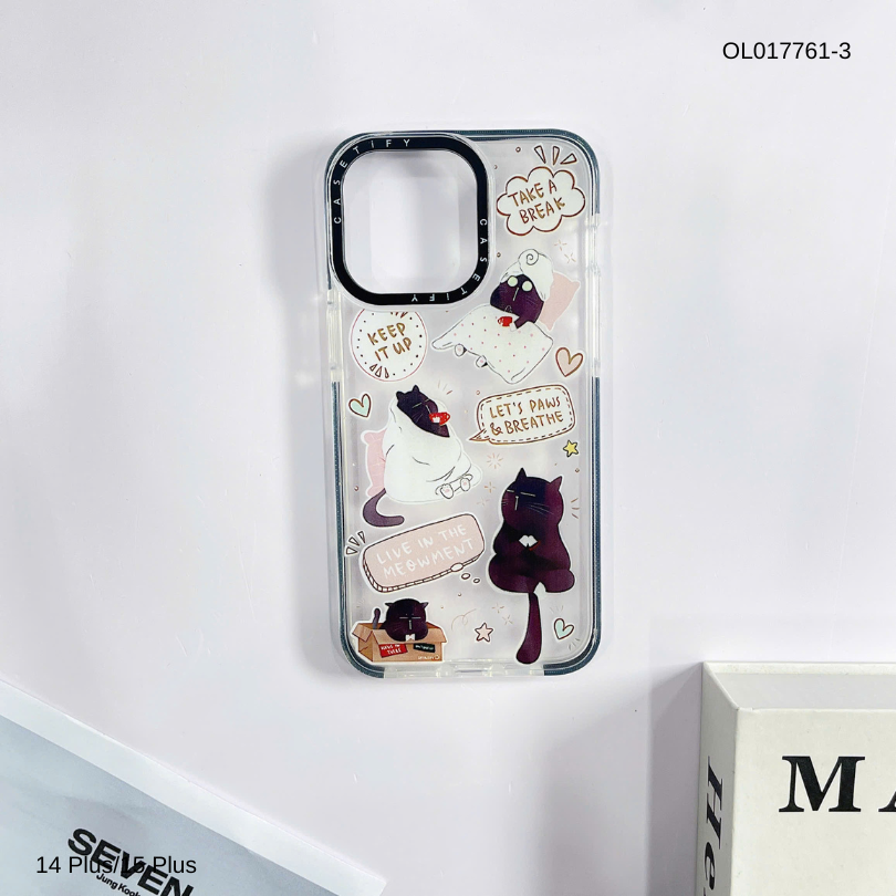 ** Ốp IP 14 Plus/15 Plus dẻo viền đen camera Casetify