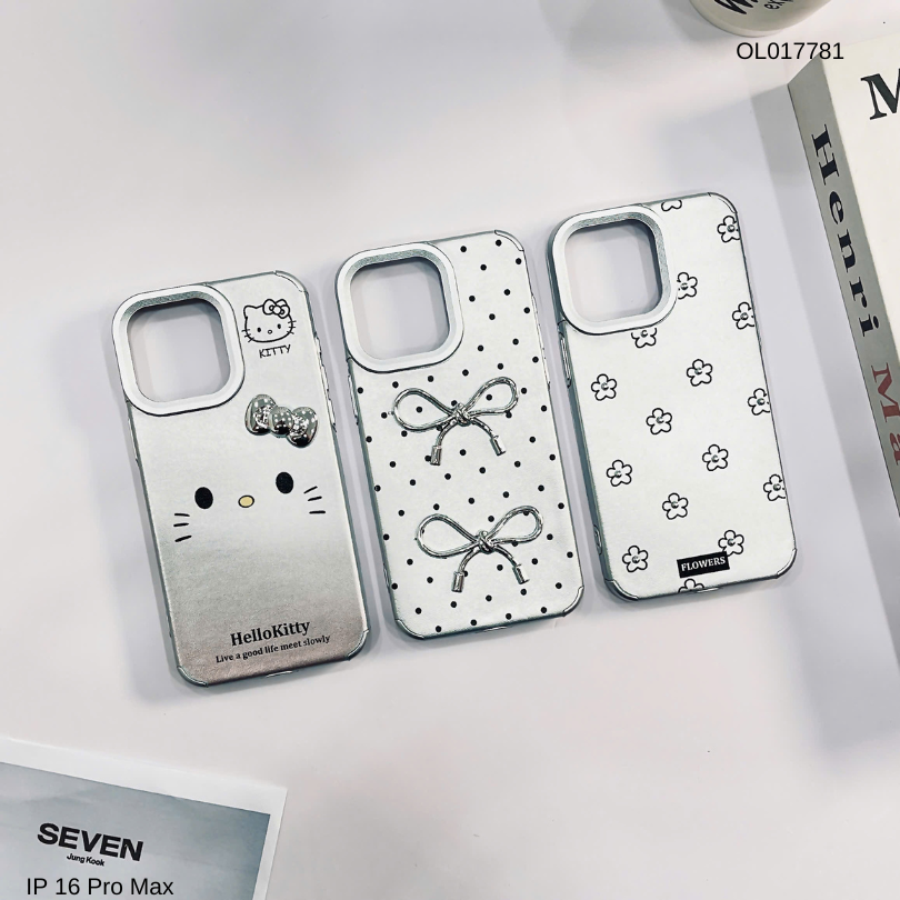 Ốp IP 16 Pro Max vân sần bạc