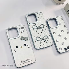 Ốp IP 14 Pro Max vân sần bạc
