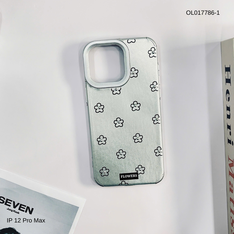 Ốp IP 12 Pro Max vân sần bạc