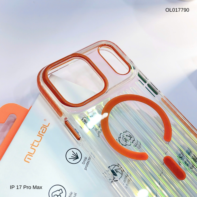 ** Ốp IP 17 Pro Max Mutural vân vali magsafe đệm viền màu