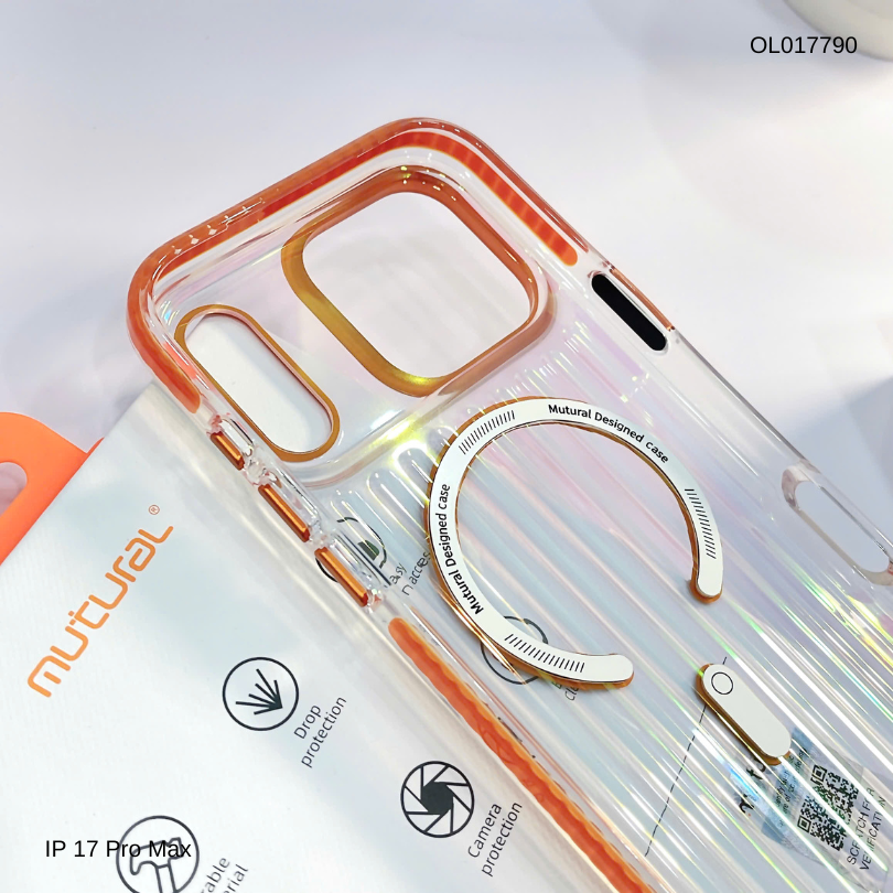 ** Ốp IP 17 Pro Max Mutural vân vali magsafe đệm viền màu