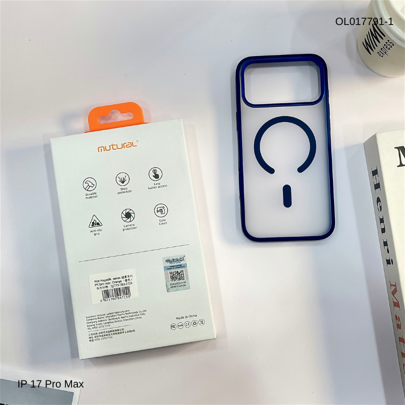 ** Ốp IP 17 Pro Max Mutural lưng nhám magsafe viền màu