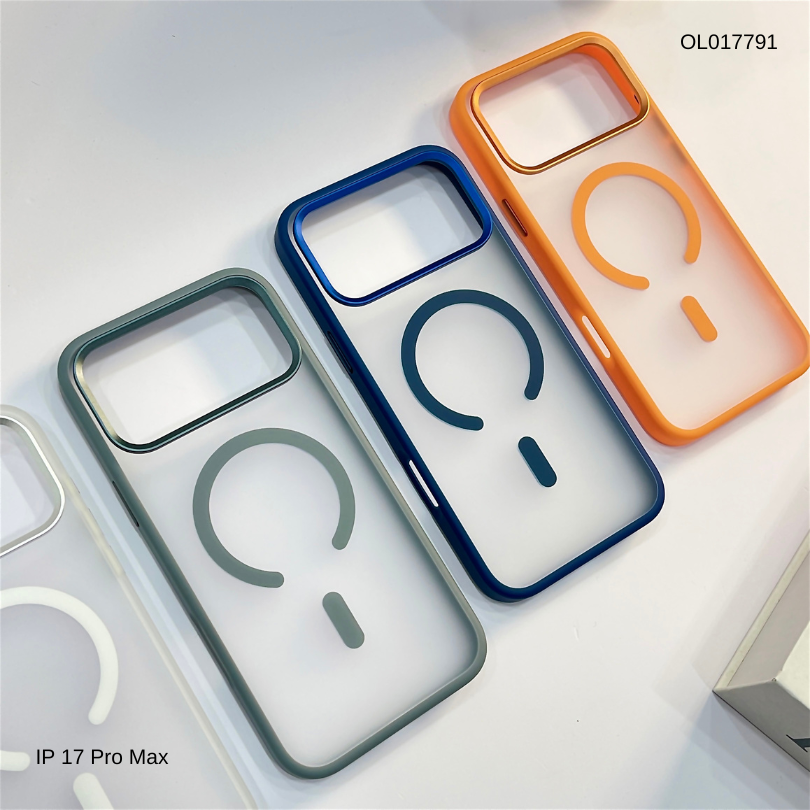 ** Ốp IP 17 Pro Max Mutural lưng nhám magsafe viền màu