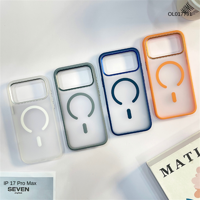 ** Ốp IP 17 Pro Max Mutural lưng nhám magsafe viền màu