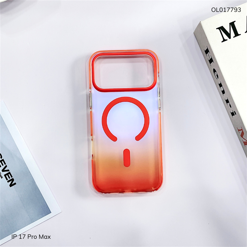 ** Ốp IP 17 Pro Max Ravaka lưng nhám magsafe loang màu đệm viền