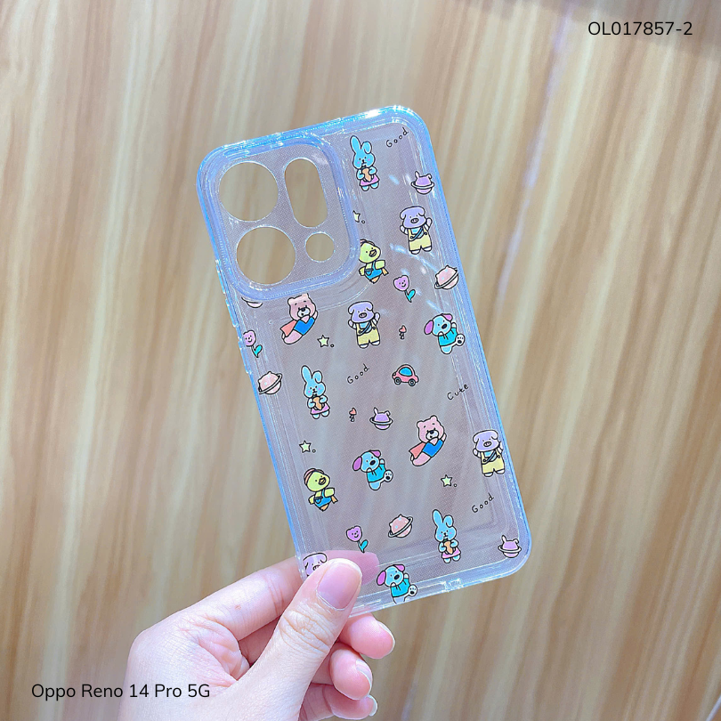 ** Ốp Reno 14 Pro 5G dẻo trong in nhiều hình dễ thương