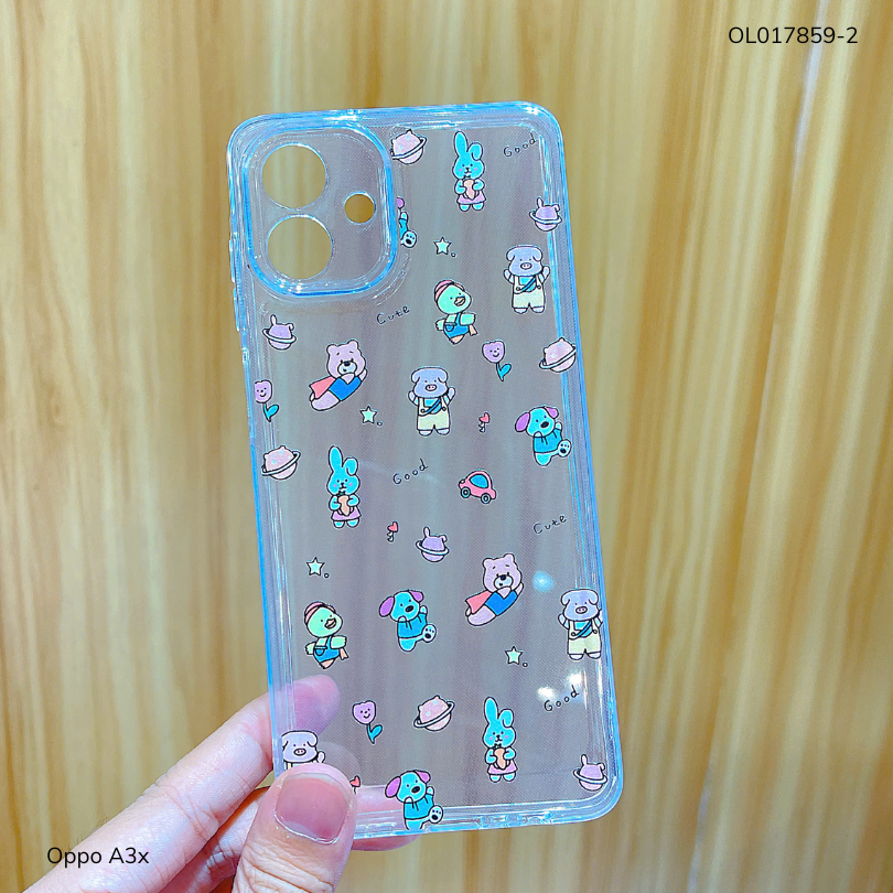 ** Ốp Oppo A3x dẻo trong in nhiều hình dễ thương