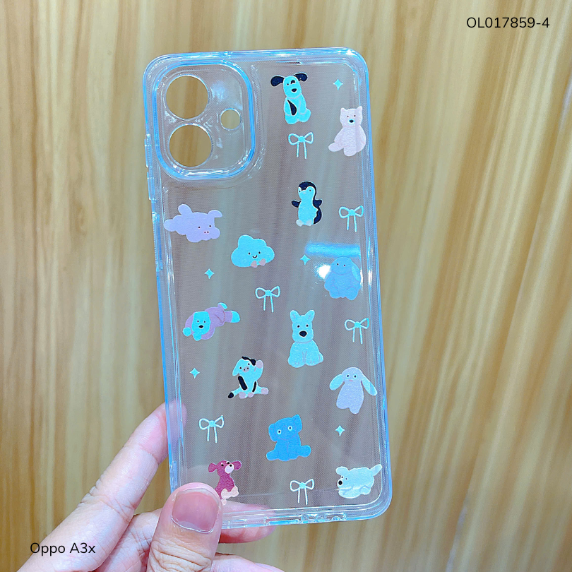 ** Ốp Oppo A3x dẻo trong in nhiều hình dễ thương