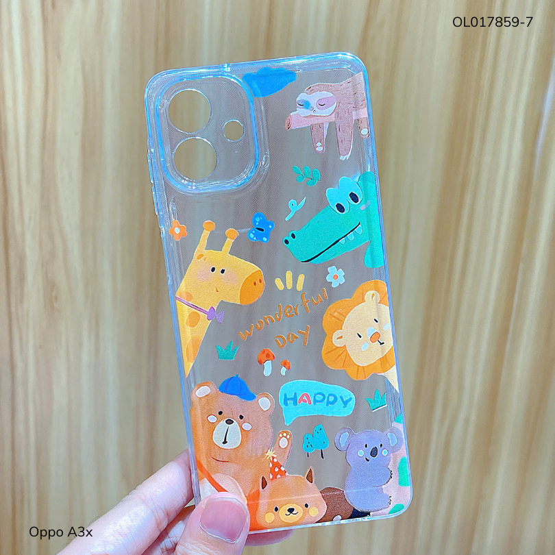 ** Ốp Oppo A3x dẻo trong in nhiều hình dễ thương