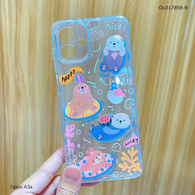 ** Ốp Oppo A3x dẻo trong in nhiều hình dễ thương